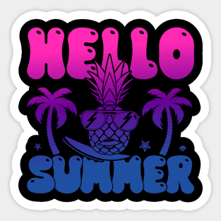 Summer Hello Summer Welcome Pineapple Palm Tree Beach Sticker